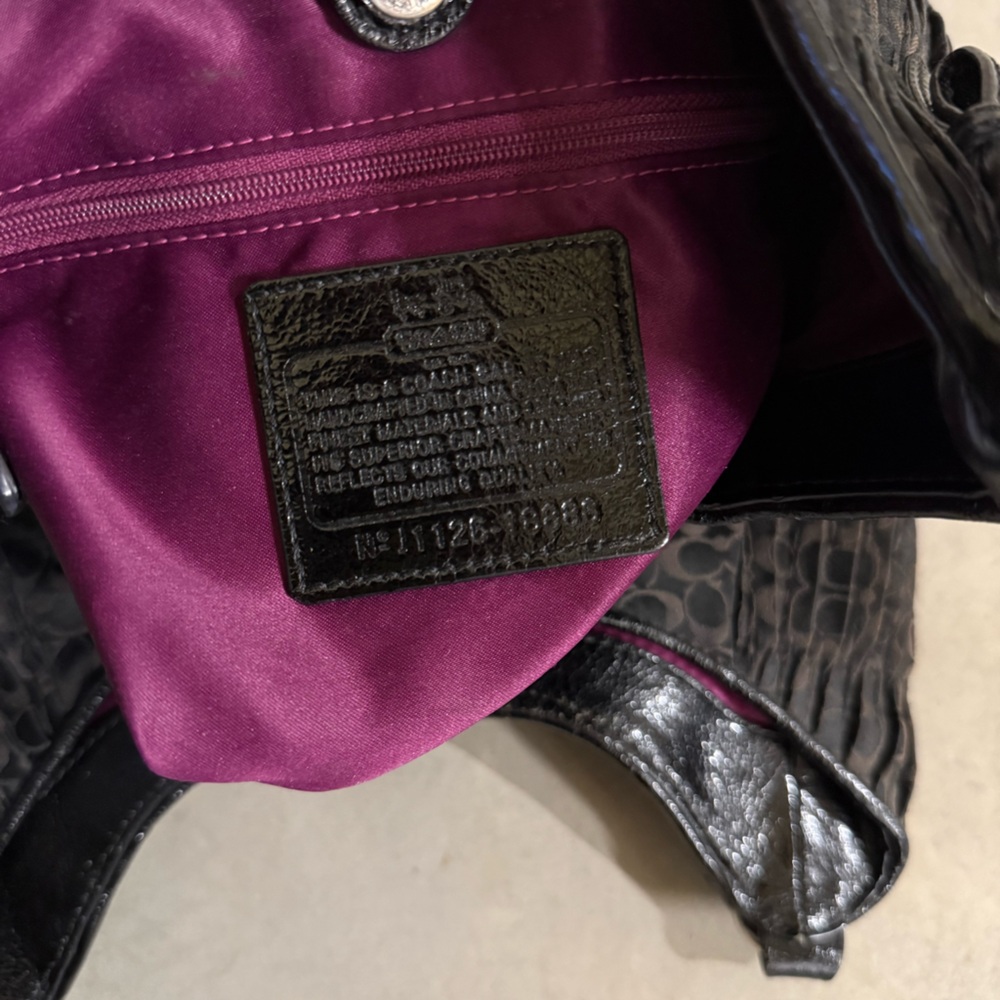 COACH Madison Maggie 18886 Black Signature Pleated Hobo Shoulder Bag - Picture 6 of 15